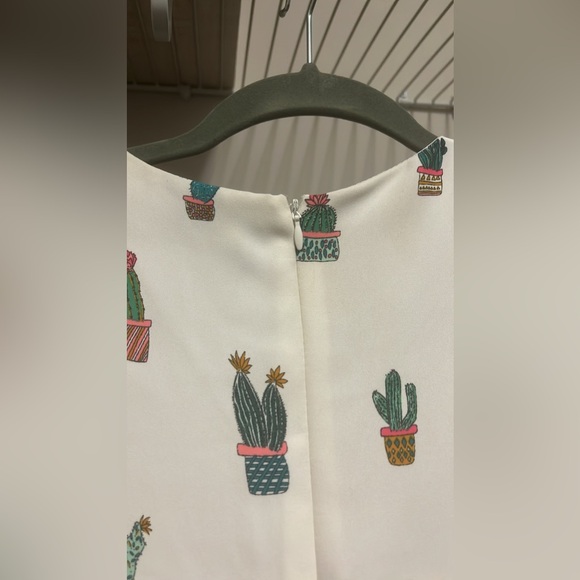 NWT Do+Be Women's Size 6 White Cactus Pattern Ruffle Sleeve Dress - Picture 11 of 14